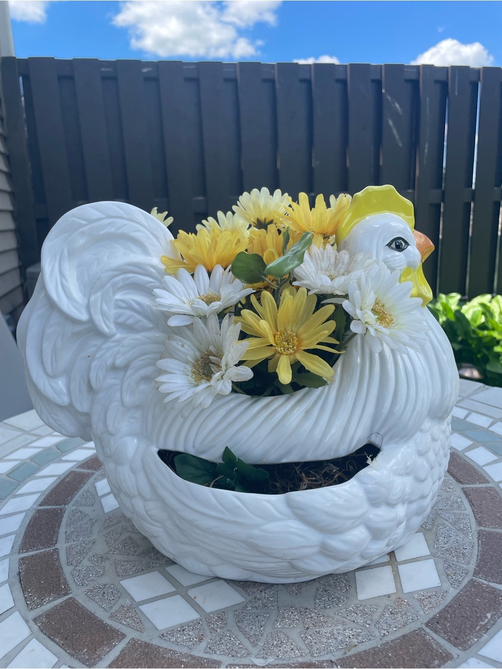 Tabletop Decoration Chicken Garden Planter Vintage Read